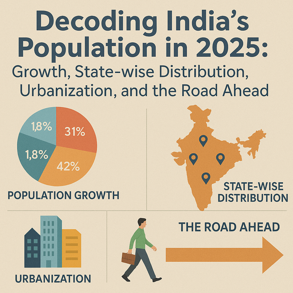 Decoding India's Population: Growth, State-wise Distribution, Urbanization, and the Road Ahead