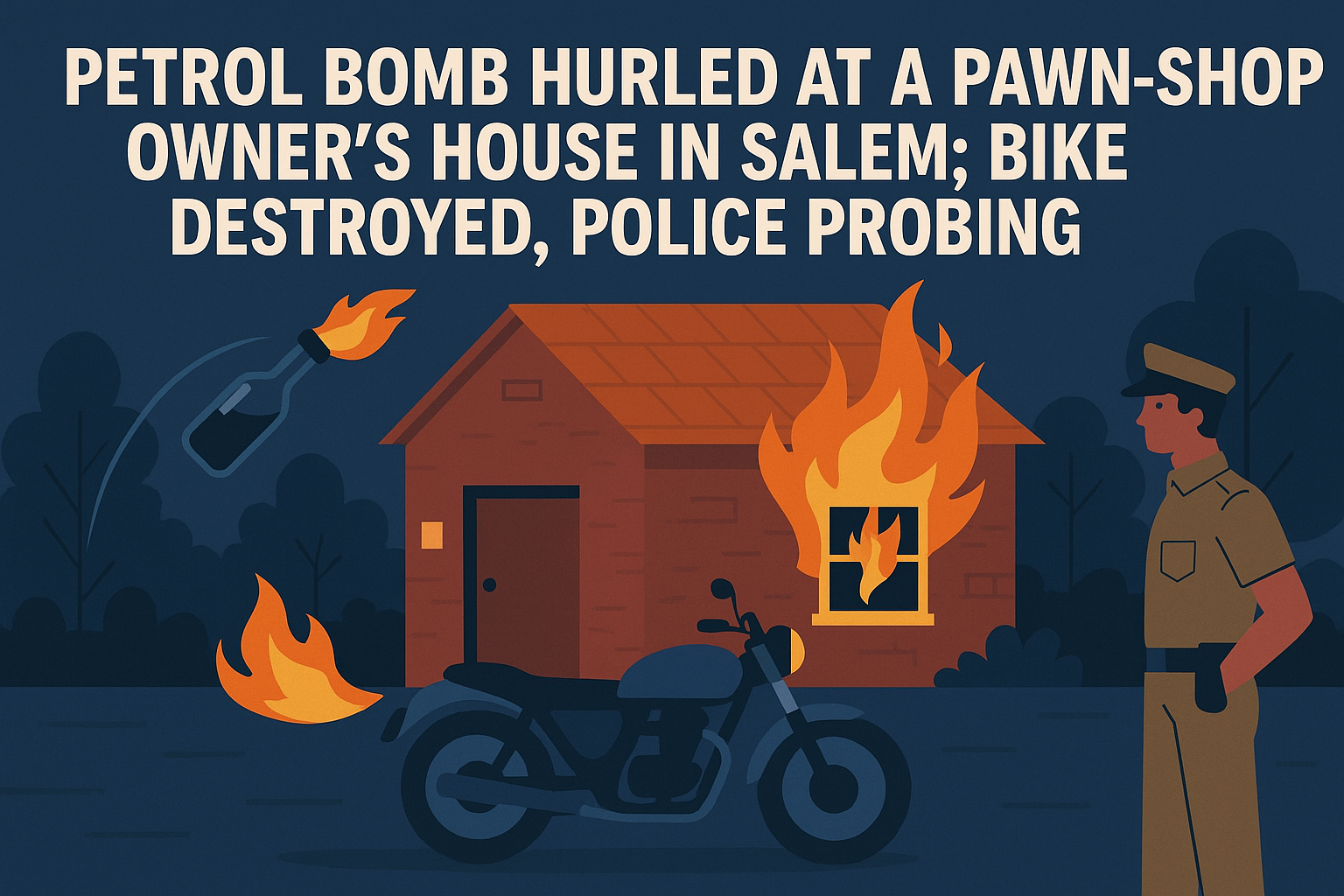 Petrol Bomb Hurled at Pawn‑Shop Owner’s House in Salem